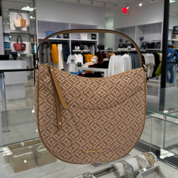 Michael Kors Dover Half-Moon Shoulder Hobo Bag Gingery Brown - Picture 11 of 13